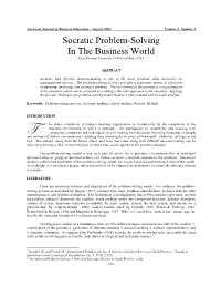 Applying the Socratic Method to the Problem Solving Process