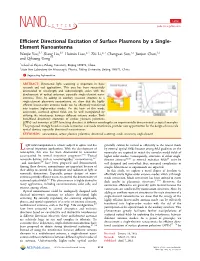 Efficient Directional Excitation of Surface Plasmons by a Single