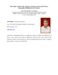 Anil Gupta, Fellow of the American Academy of Arts and Sciences: Biographical Bibliometric Fact Sheets