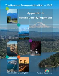Appendix G: Regional Capacity Projects List