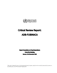 Critical Review Report: ADB-FUBINACA
