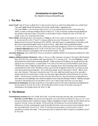 Introduction to St. Paul Handout