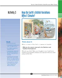 Activity 3 How Do Earth's Orbital Variations Affect Climate?