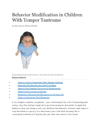 Behavior Modification in Children with Temper Tantrums