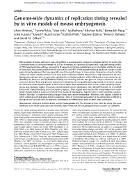 Genome-Wide Dynamics of Replication Timing Revealed by in Vitro Models of Mouse Embryogenesis