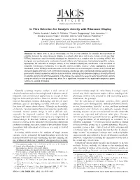 In Vitro Selection for Catalytic Activity with Ribosome Display Patrick Amstutz,† Joelle N