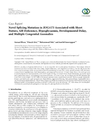 Novel Splicing Mutation in B3GAT3 Associated with Short Stature, GH Deficiency, Hypoglycaemia, Developmental Delay, and Multiple Congenital Anomalies