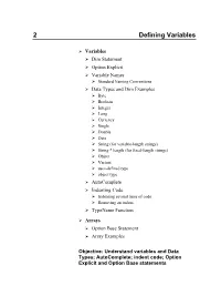 2 Defining Variables