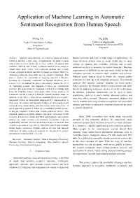 Application of Machine Learning in Automatic Sentiment Recognition from Human Speech
