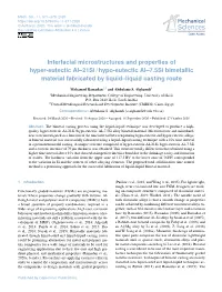 Interfacial Microstructures and Properties of Hyper-Eutectic Al–21Si / Hypo-Eutectic Al–7.5Si Bimetallic Material Fabricated by Liquid–Liquid Casting Route