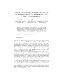 Low-Cost Manufacturing, Usability, and Security: an Analysis of Bluetooth Simple Pairing and Wi-Fi Protected Setup
