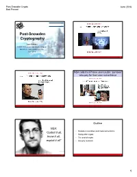 Post-Snowden Cryptography