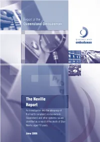 The Neville Report (June 2006): an Investigation Into the Adequacy of the Health Complaint Mechanisms In
