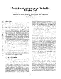 Causal Consistency and Latency Optimality: Friend Or Foe?