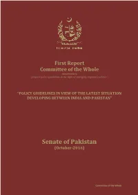 First Report Committee of the Whole Constituted to “Prepare Policy Guidelines in the Light of Emerging Regional Realities”