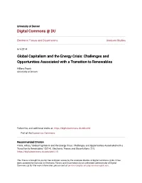 Global Capitalism and the Energy Crisis: Challenges and Opportunities Associated with a Transition to Renewables