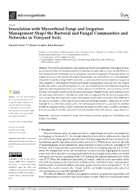 Inoculation with Mycorrhizal Fungi and Irrigation Management Shape the Bacterial and Fungal Communities and Networks in Vineyard Soils