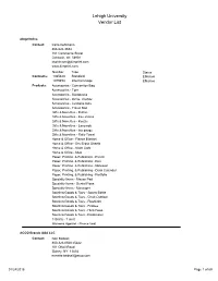 Lehigh University Vendor List