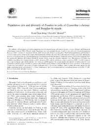 Population Size and Diversity of Frankia in Soils of Ceanothus Velutinus and Douglas-®R Stands