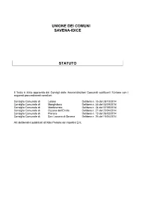 Statuto Unione Dei Comuni Savena-Idice