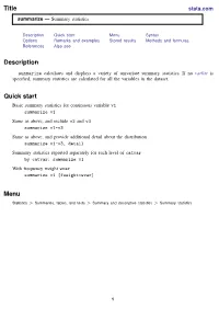 Summarize — Summary Statistics