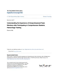Understanding the Experience of Interprofessional Team Members After Participating in Comprehensive Obstetric Hemorrhage Training