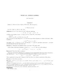 WOMP 2001: LINEAR ALGEBRA Reference Roman, S. Advanced