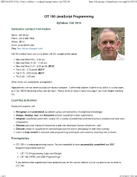 CIT190 [1993 1401]: Course Syllabus - Teaching/Learning Contract for CIT 190
