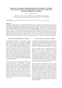 Creating, Handling and Implementing E-Learning Courses and Content Using the Open Source Tools Olat and Elml at the University of Zurich