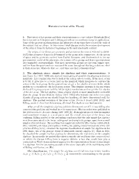Historical Review of Lie Theory 1. the Theory of Lie