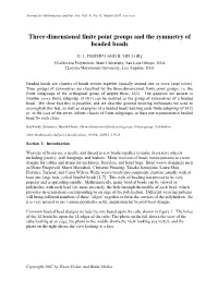 Three-Dimensional Finite Point Groups and the Symmetry of Beaded Beads