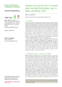Vendozoa and Selective Forces on Animal Origin and Early Diversification: Reply to Rstb.Royalsocietypublishing.Org Dufour and Mcilroy (2017)