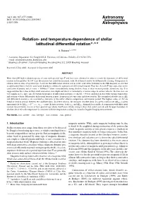 Rotation- and Temperature-Dependence of Stellar Latitudinal Differential Rotation�,