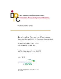 Benchmarking Research and Technology Organizations (Rtos): a Comparative Analysis