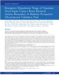 Emergency Department Triage of Traumatic Head Injury Using Brain