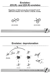 Enolates: Z(O,R)- and E(O,R)-Enolates