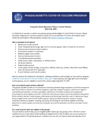 Frequently Asked Questions: Phase 2, Certain Workers March 16, 2021