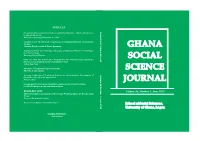 Ghana Social Science Journal, Volume 16, Number 1, June, 2019 ISSN 0855-4730 Attributions License 4.0