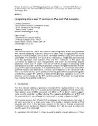 Integration of Voice Over IP Services Over Ipv6 Networks