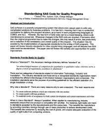Standardizing SAS Code for Quality Programs Clarence Wm