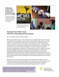 The Arts in Planning and Government a Working