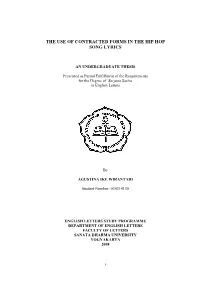The Use of Contracted Forms in the Hip Hop Song Lyrics