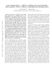 C) Solution Processed Tunable Flash Memory Device Without Tunneling