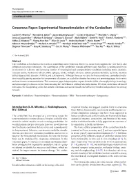 Consensus Paper: Experimental Neurostimulation of the Cerebellum