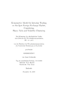 Econometric Model for Intraday Trading on the Spot Foreign Exchange Market, Considering Heavy Tails and Volatility Clustering
