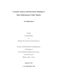 Economic Analysis and Information Modeling of Smart Multi-Purpose Utility Tunnels and Submitted in Partial Fulfillment of the Requirements for the Degree Of