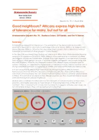 Good Neighbours? Africans Express High Levels of Tolerance for Many, but Not for All