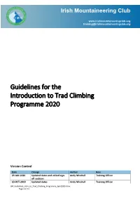 Guidelines for the Introduction to Trad Climbing Programme 2020