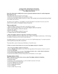Information for the Patient Nicardipine 10 Mg/10 Ml Solution for Injection Nicardipine Hydrochloride