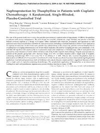 Nephroprotection by Theophylline in Patients with Cisplatin Chemotherapy: a Randomized, Single-Blinded, Placebo-Controlled Trial